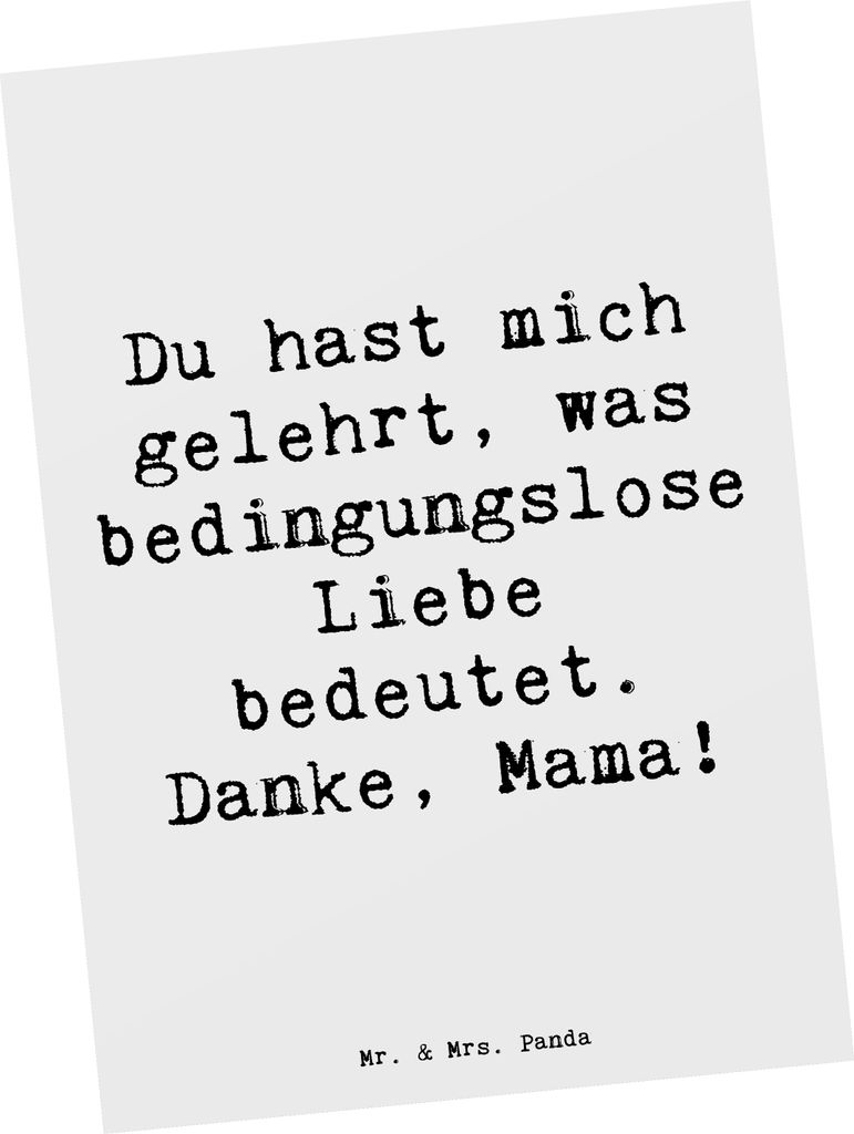Mr. & Mrs. Panda Postkarte Spruch Mama Liebe - Weiß - Geschenk, Dankbarkeit, liebevoll, Ansichtskarten, Botschaft, Postkarten, Hingabe, bildkarte,...