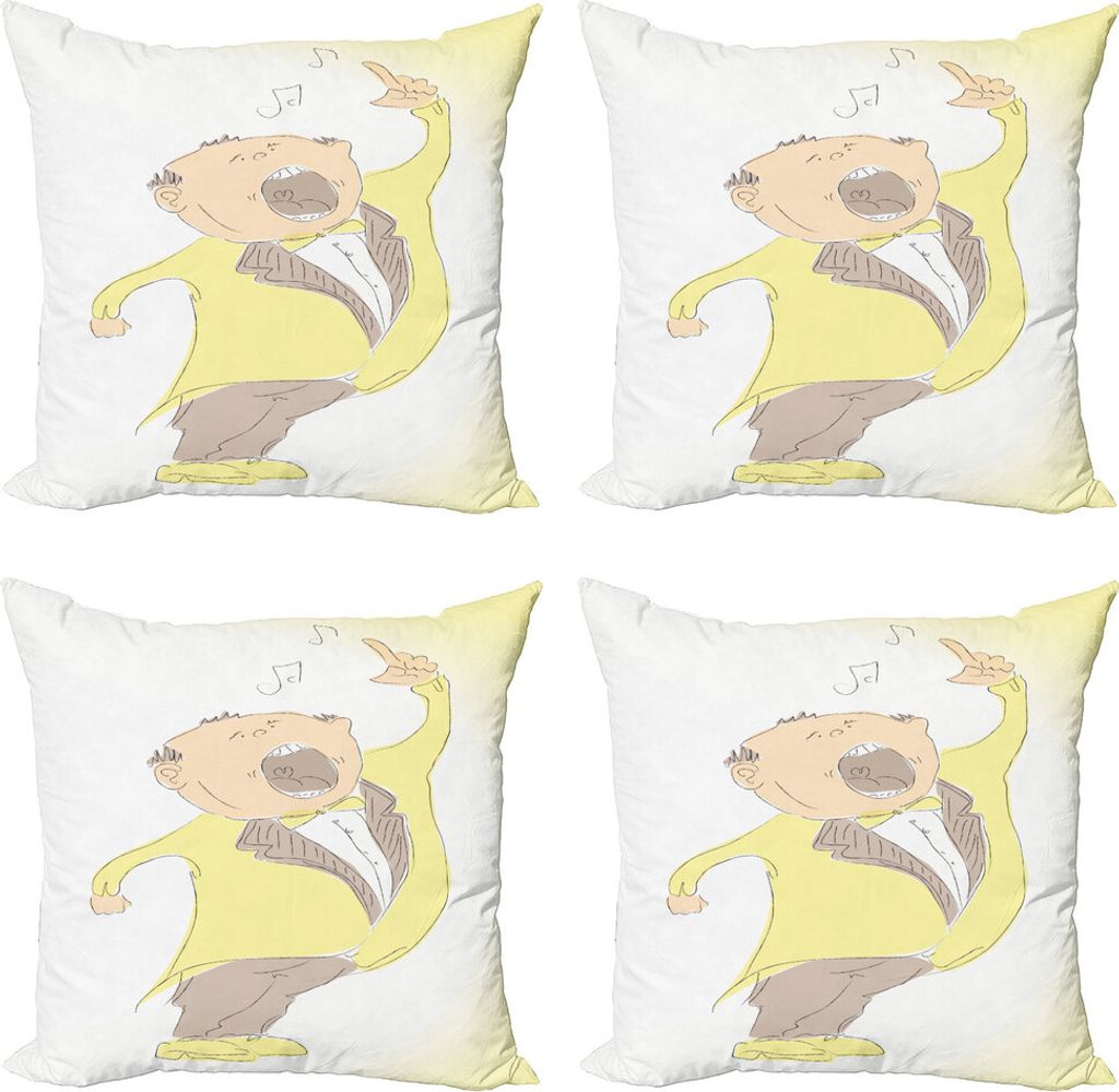 ABAKUHAUS Oper Kissenbezug Set (4 Stück), Singen Man Pastellskizze, Moderner Doppelseitiger Digitaldruck, 45 cm x 45 cm, Yellow Cocoa