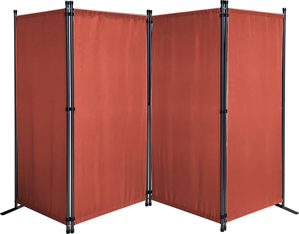 Paravent 4 Teilig 165 x 220 cm Rotorange - Garten & Balkon Produktbild 