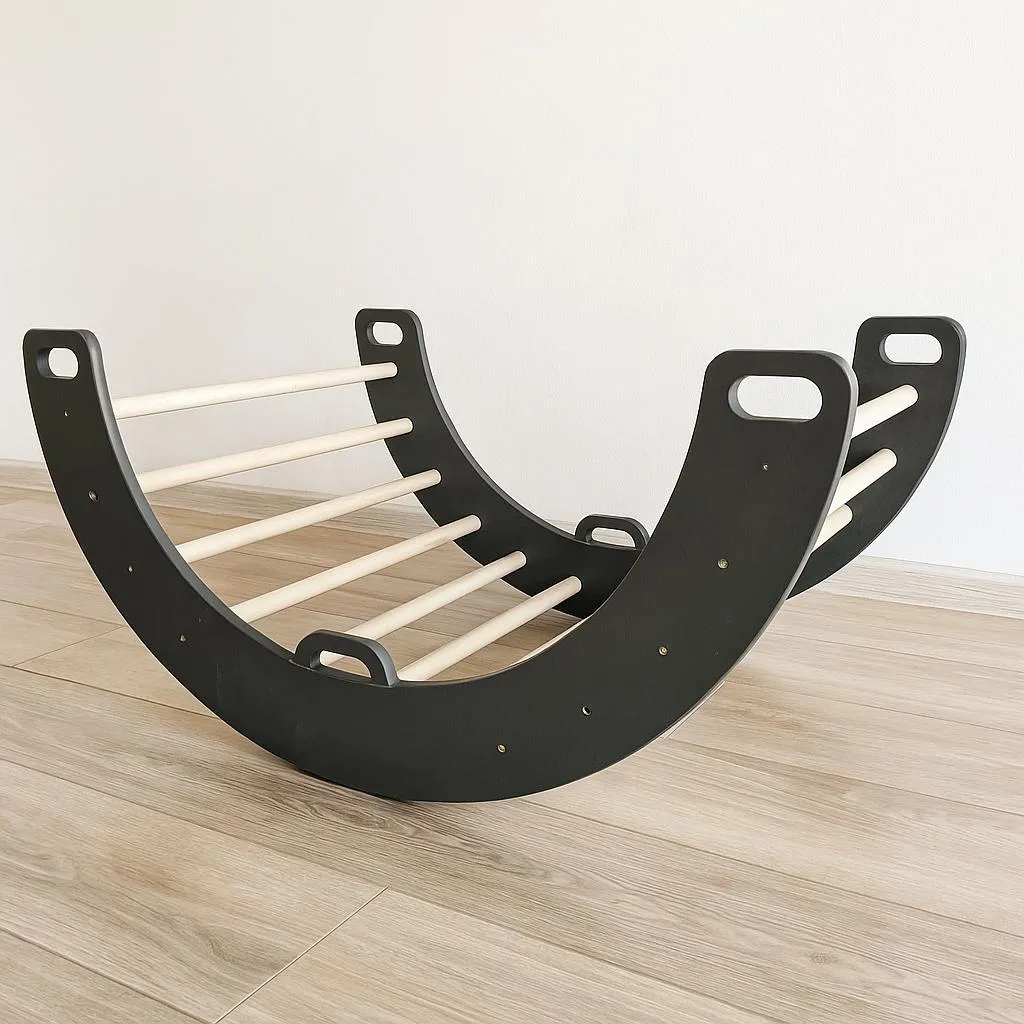 Meuble de jeu arc à grimper bois noir - Éviter les chutes - 6