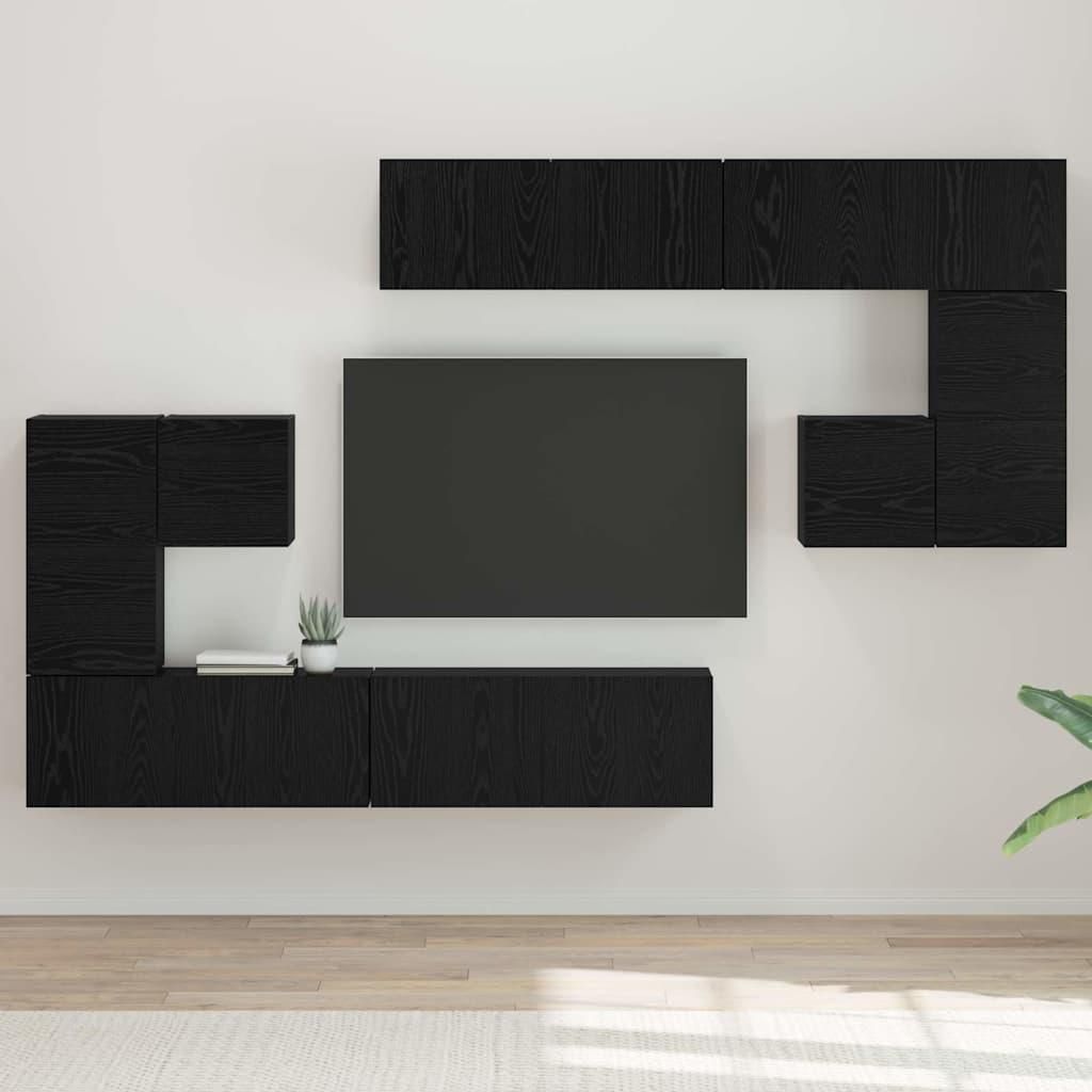 Möbel TV-Schrank-Set mit Speicher mit Tür 8 pcs Schwarz Eiche - TV-Schränke 3393493