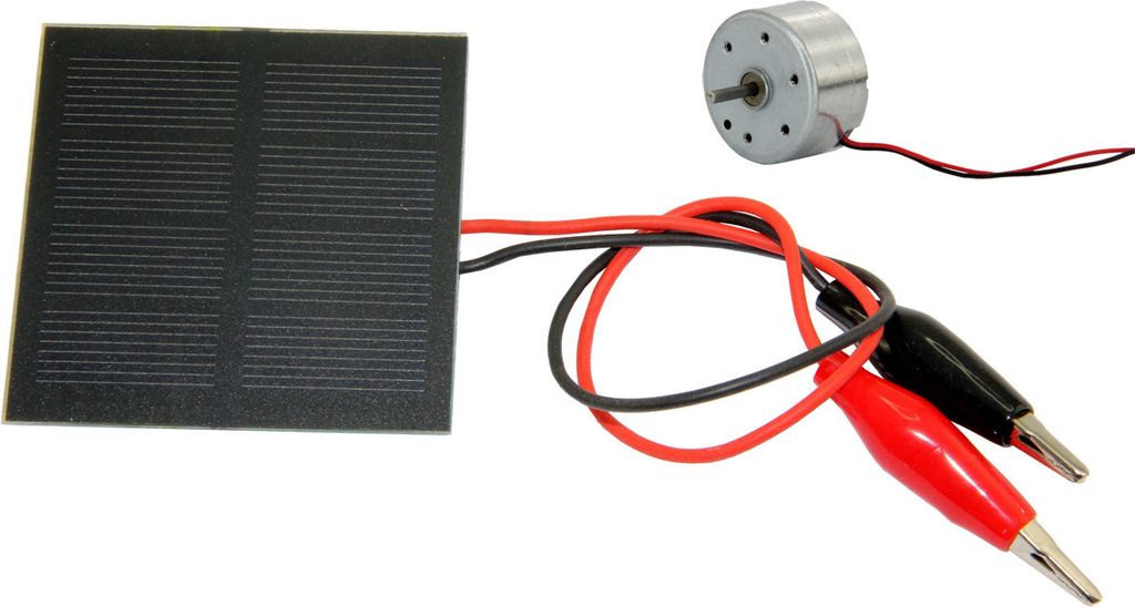 Solarzellen mit Krokoklemmen 2 V - 200 mA, mit Solarmotor RF300L