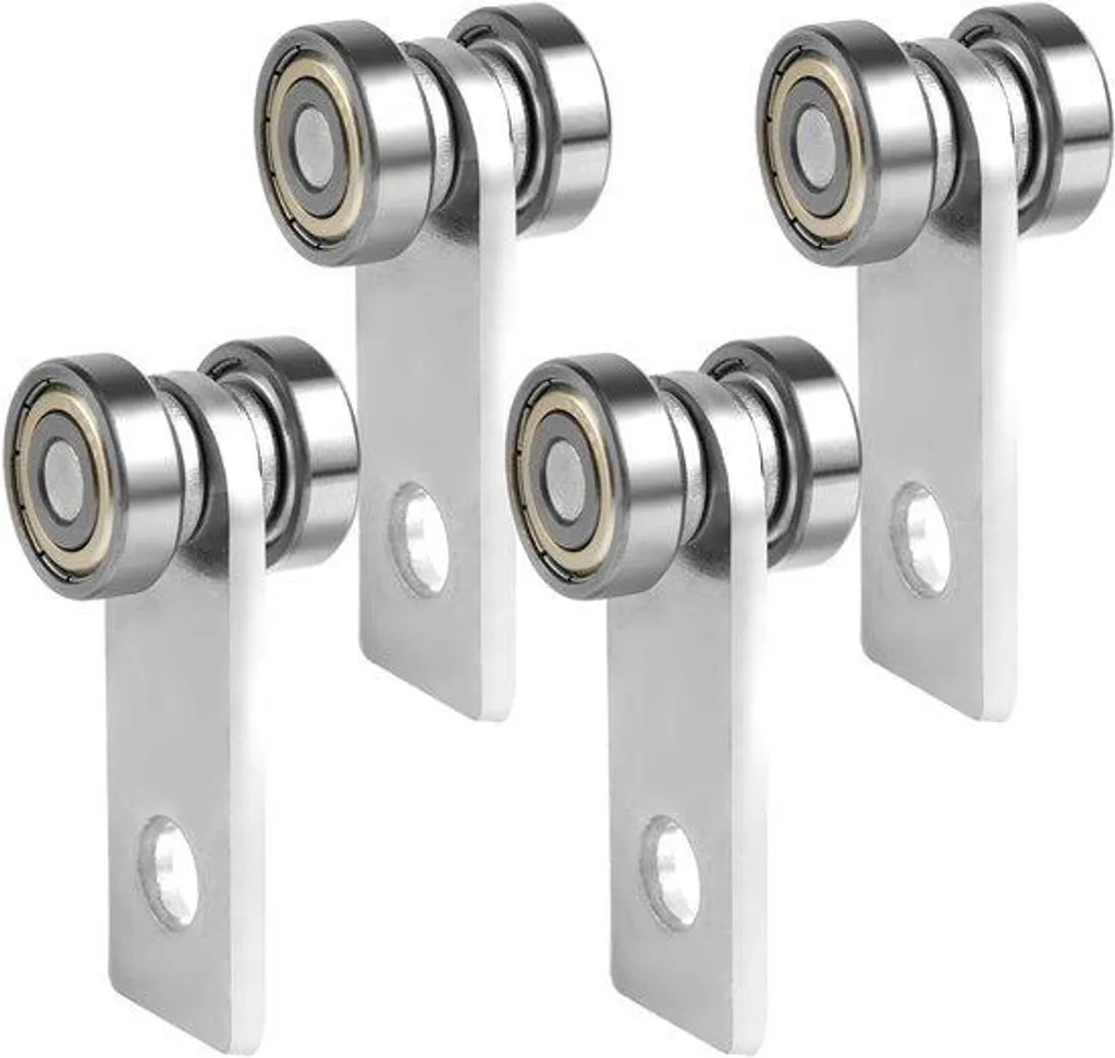 Chariot à 2 roues pour profilé 4,13 cm en acier argenté (4 pièces)