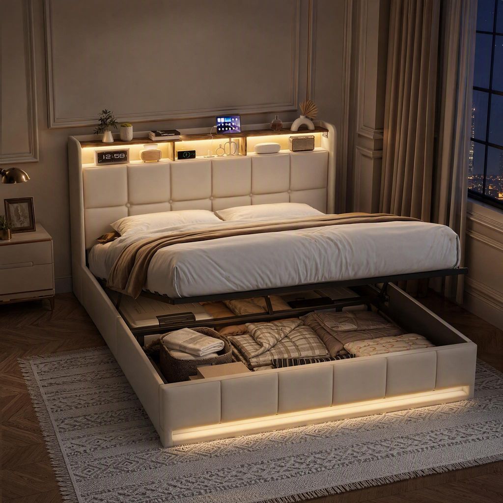 Letto imbottito ProximaX 140x200 cm in tessuto di lino Immagine del prodotto 
