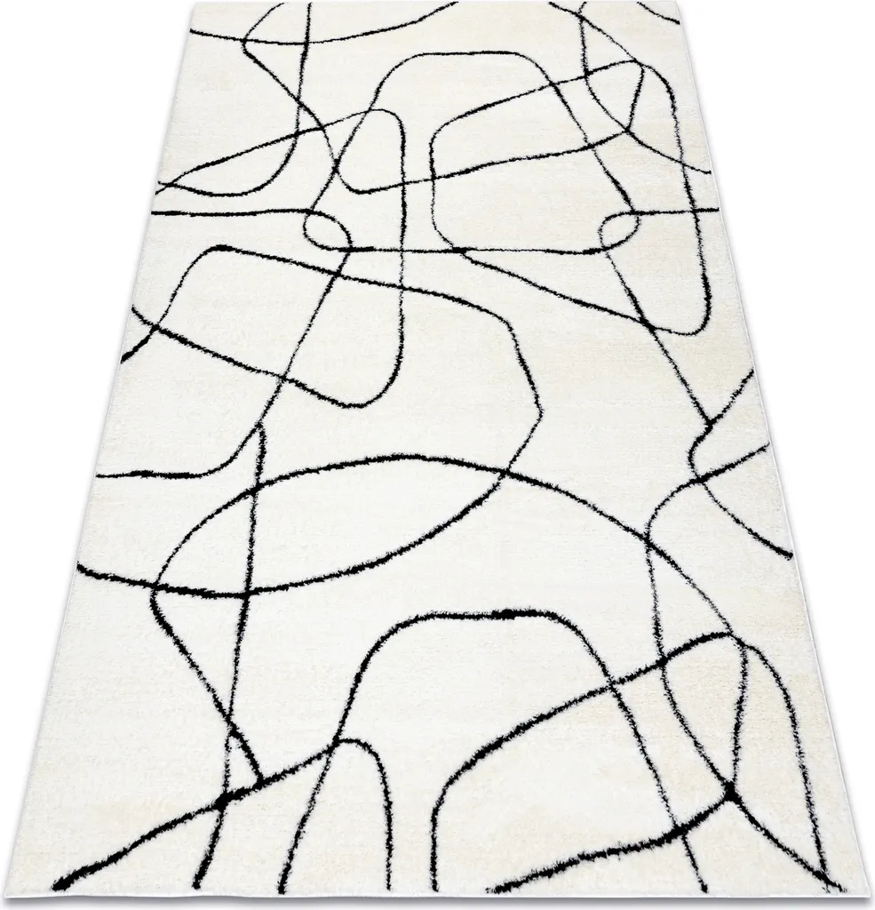 Tapis Géométrique MODE 8522 Texture Douce 160x220 cm Crème Noir