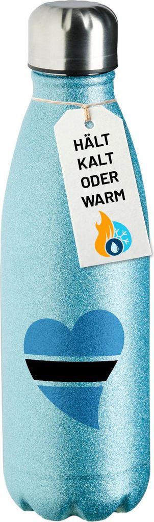 Huuraa Trinkflasche Botswana Flagge Herz 500ml Blue Edelstahl Wasserflasche Trinkflasche Geschenkidee
