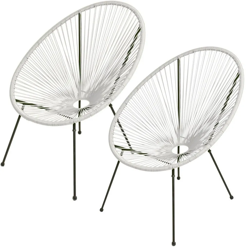Chaises de Jardin Robustes Blanches Dalida - Entretien Facile Set 2 - 3