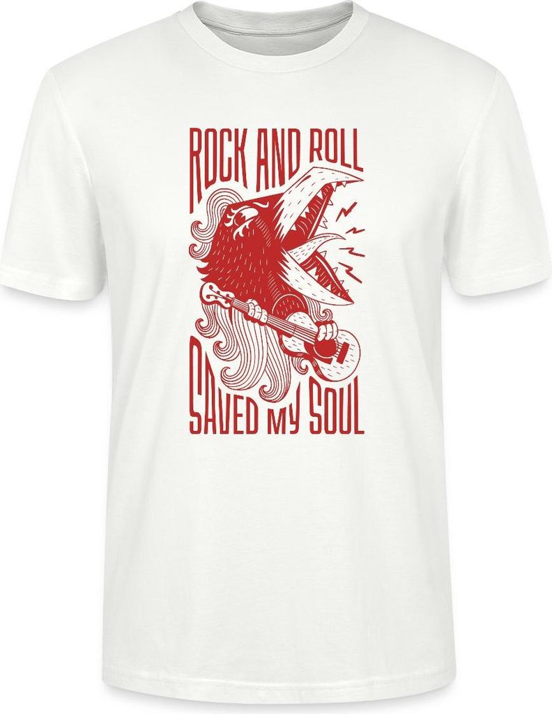 Spreadshirt Rock And Roll Saved My Soul Retro Tattoo Style Festival Uni Bio T-Shirt, XS, Weiß