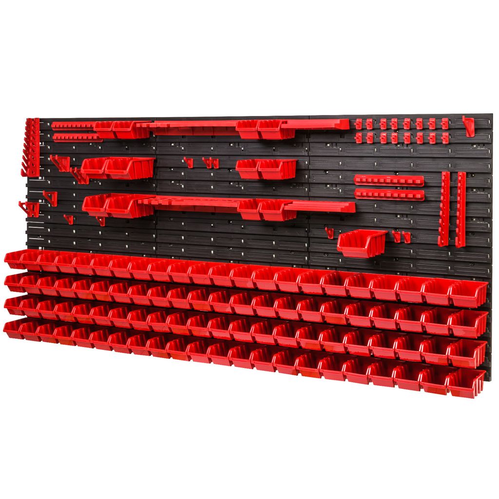 Stapelboxen Werkzeugwand 63 Boxen Montagewand Rot 