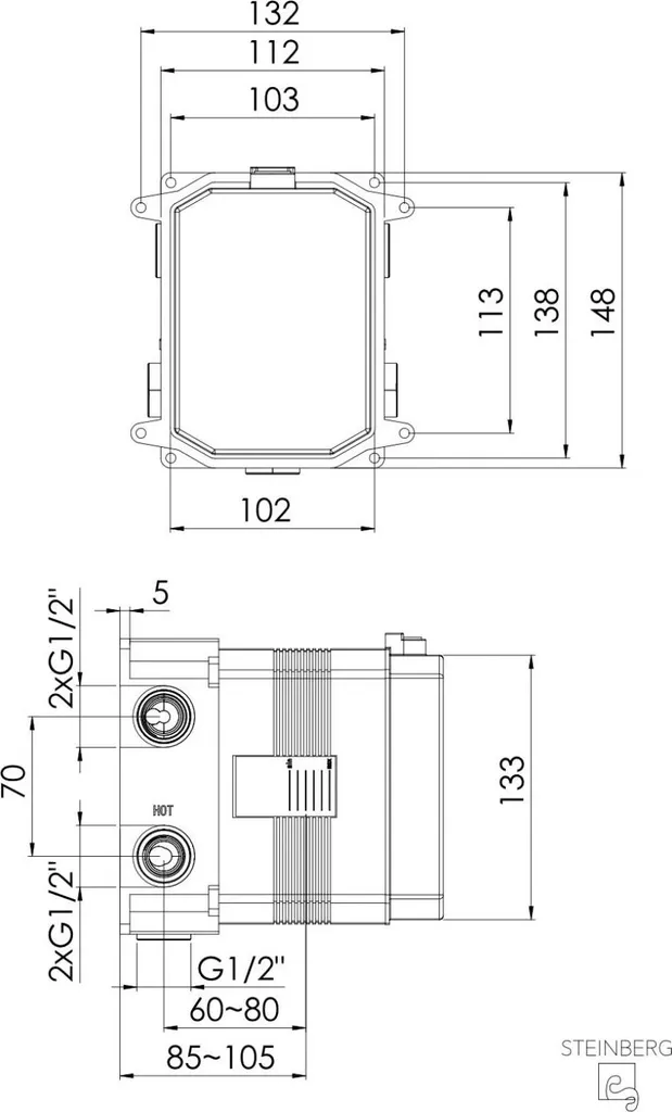 Thermostat de Douche 2 Voies Steinberg Pushtronic avec Commande Douce