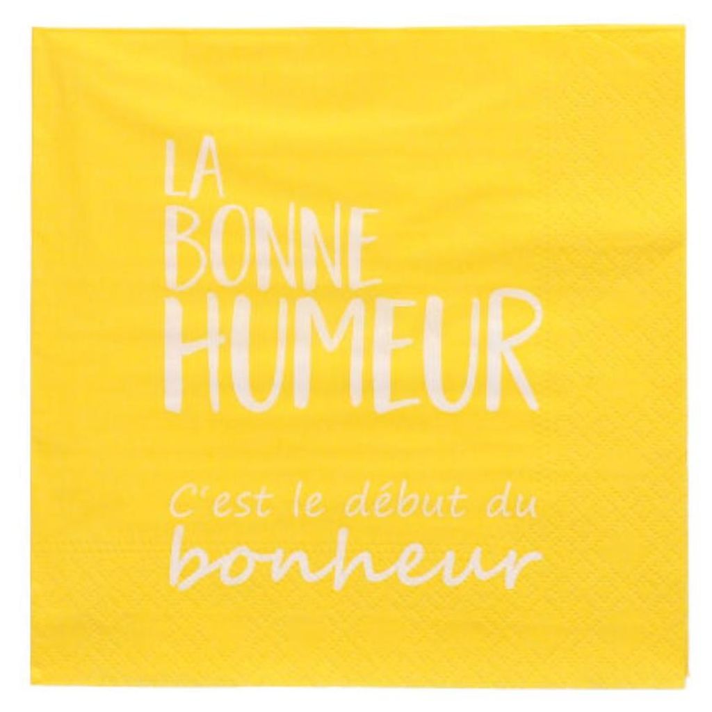 PAPSTAR Servietten 3-lagig, 33x33 cm gelb, "La Bonne Humeur" | Folie (20 Stück)