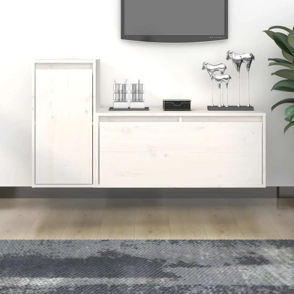 Maison Exclusive Set Porta TV Bianco 2 Pezzi Legno Massello
