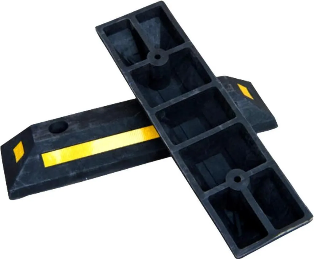6 x barriera in gomma per parcheggi - 53,5 x 13 x 8,9 cm ferma ruota per parcheggi e garage - distanziatore - ausilio al parcheggio soglia di parcheggio ausilio al parcheggio - tappo per garage con catarifrangente - 7