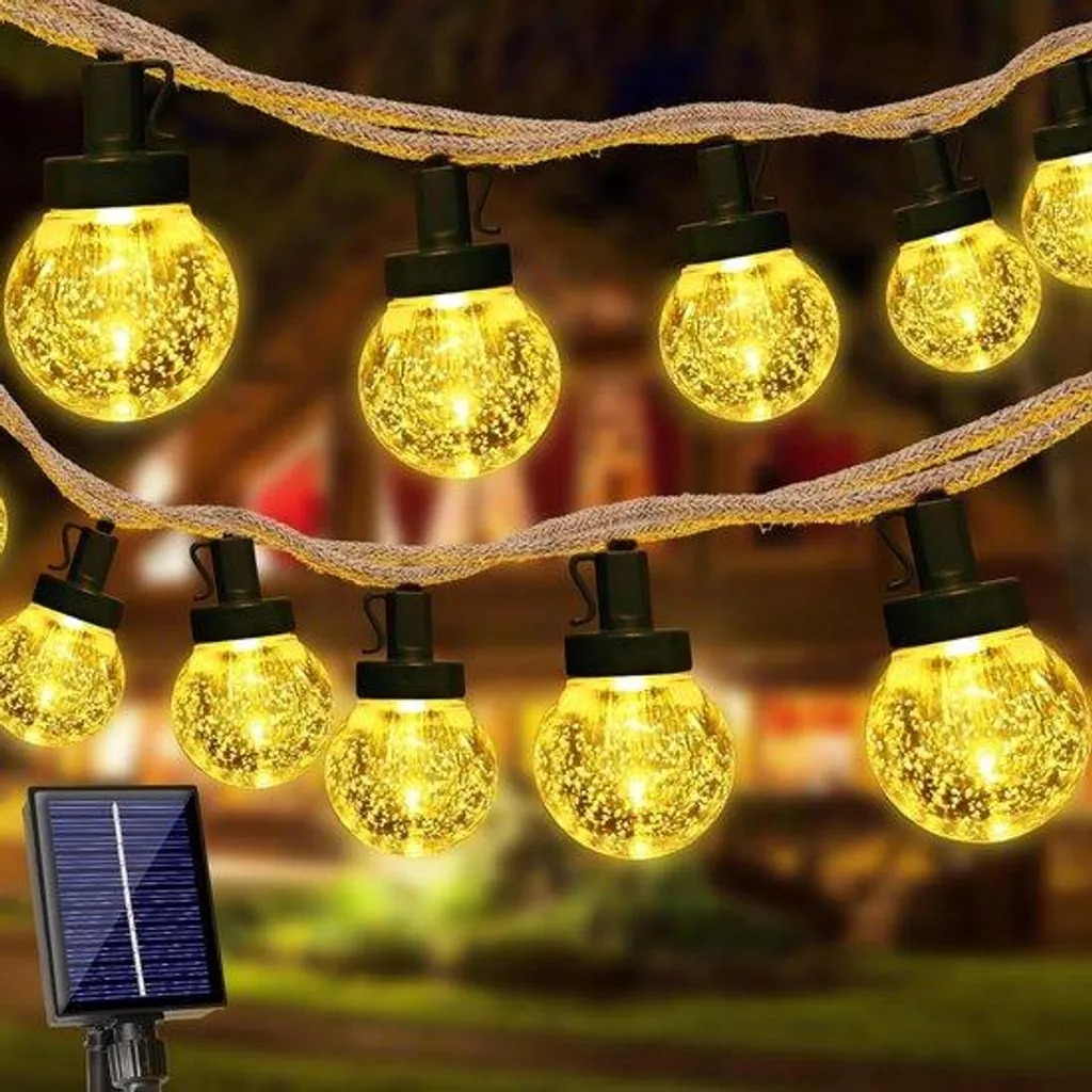 Décoration solaire de jardin : Guirlande LED 11m style guinguette chic