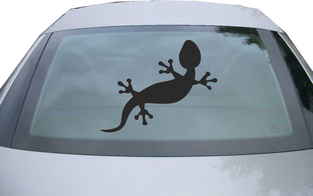 Indigos UG - Aufkleber Heckscheibe & Motorklappe DE2410 - schwarz - 600x471 mm - Gecko - Auto Scheiben Fenster Heckklappe Tuning Racing JDM - Die cut