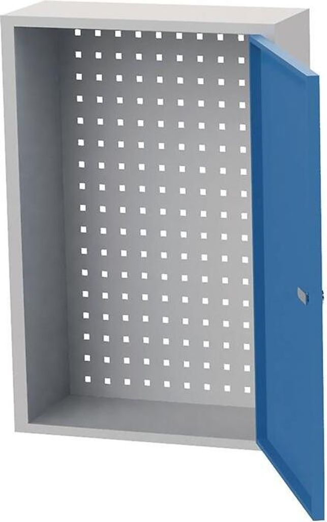 Hängeschrank H750xB500xT200mm Vollblechtüren lichtgrau/signalblau