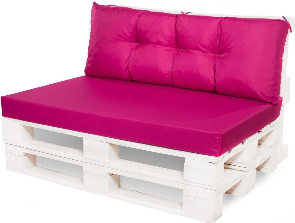 Palettenkissen Set Rosa Sitzkissen 120x50x10 cm mit abnehmbarem Bezug & Rückenkissen 120x50 für Palettenmöbel