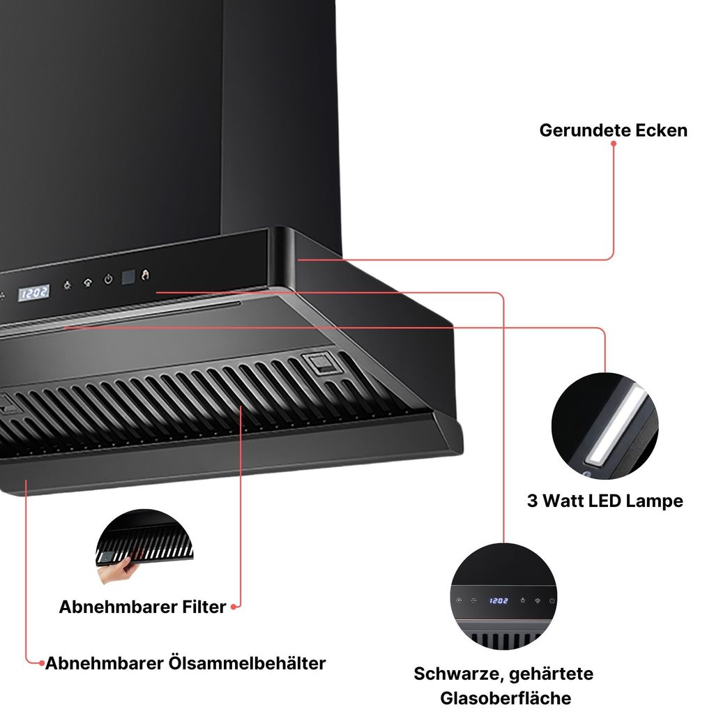 KB ELEMENTS Dunstabzugshaube 80cm, Wandhaube 80cm, 1350 Produktbild 6