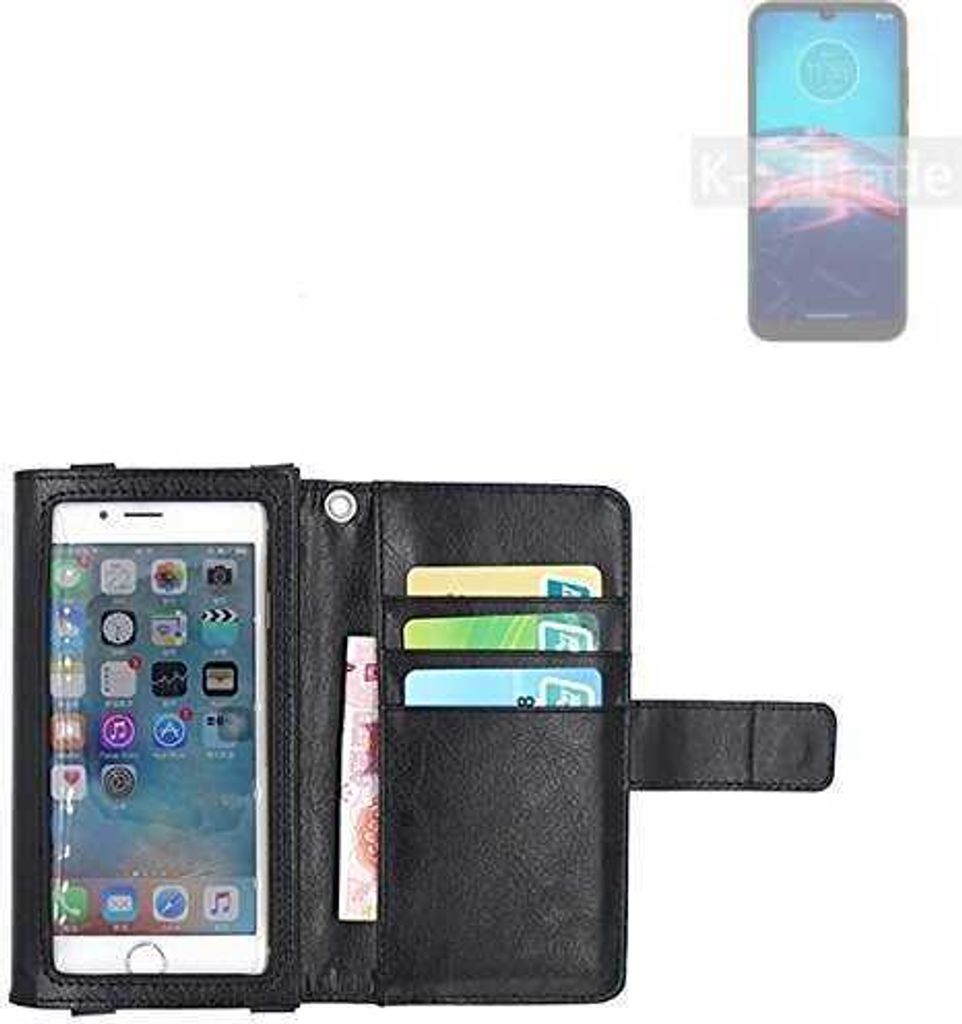 K-S-Trade Handy Hülle Schutz Hülle Kompatibel mit Motorola Moto E6S 2020 Case mit Displayschutz / Schutzfolie Flip Cover Wallet case Etui Hülle