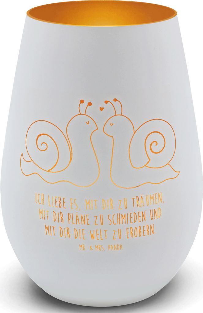 Mr. & Mrs. Panda Kerzenhalter Schnecken Liebe - Weiß - Geschenk, Laterne, Teelichthalter, Windlicht Glas, Kerzenglas, Große, Freundin, glücklich...