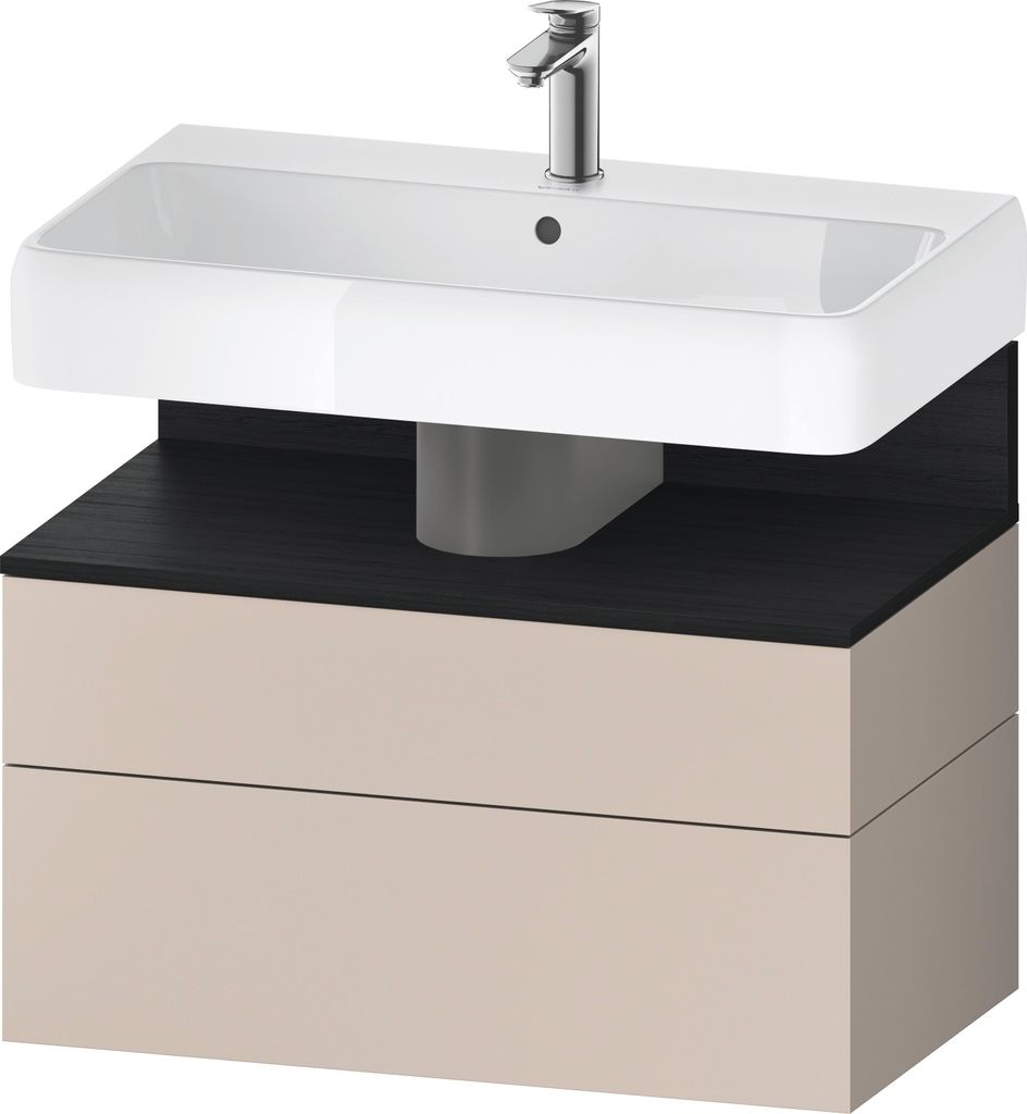 Duravit Qatego Waschtischunterbau, 1 Auszug und 1 Schublade, 790x470x590mm, Nische Eiche Schwarz, QA4394016910000