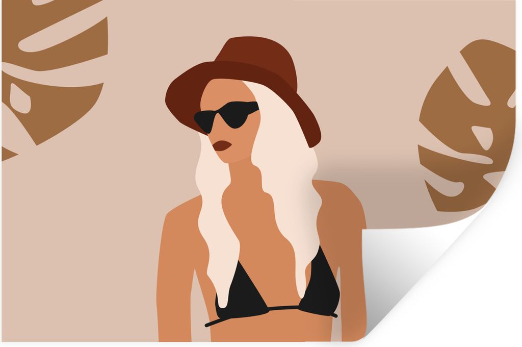 MuchoWow Wandtattoo Wandsticker Wandaufkleber Sommer - Blätter - Pastell 60x40 cm Selbstklebend und Repositionierbar - Wierderverwendbar - Selbs...