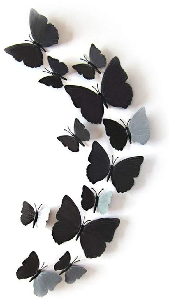 Décoration murale DIY : papillons 3D noirs en PVC pour salon et chambre