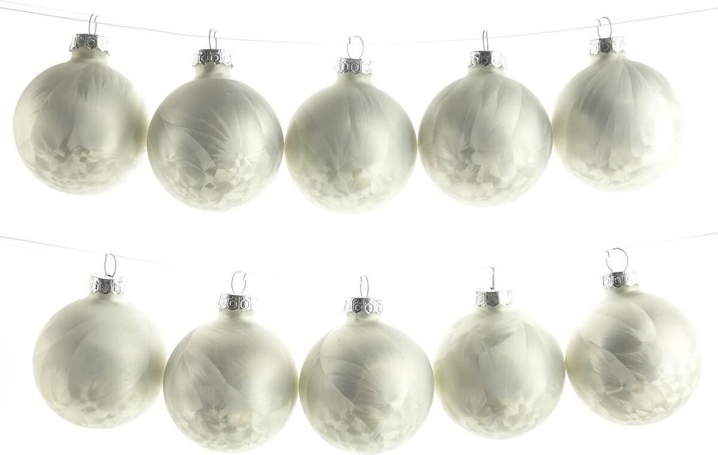 Christbaumkugeln Weiß Eislack Ø 6 cm aus Glas - 10er Set Produktbild 2