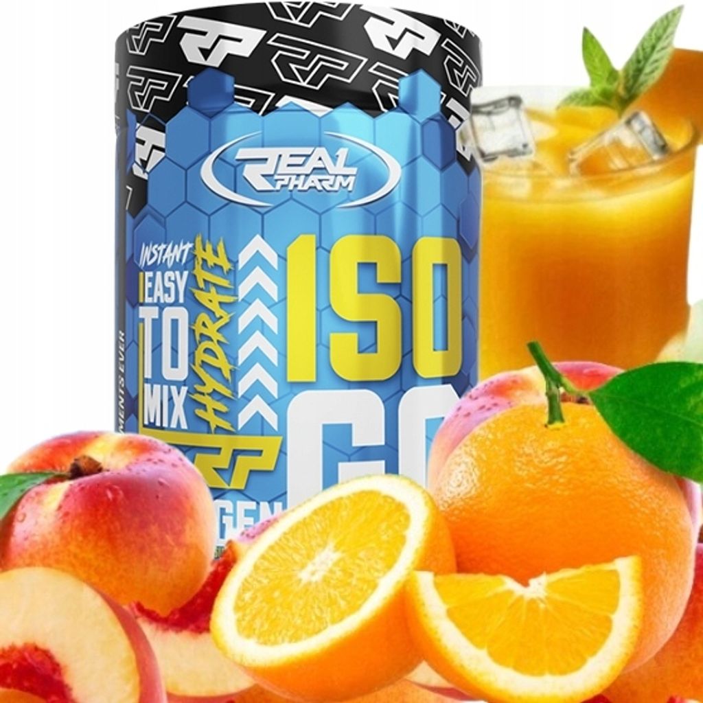 Isotonischer Kohlenhydrat-Vitamin-Drink Real Pharm ISO GO 600 g Geschmack: PEACH ORANGE