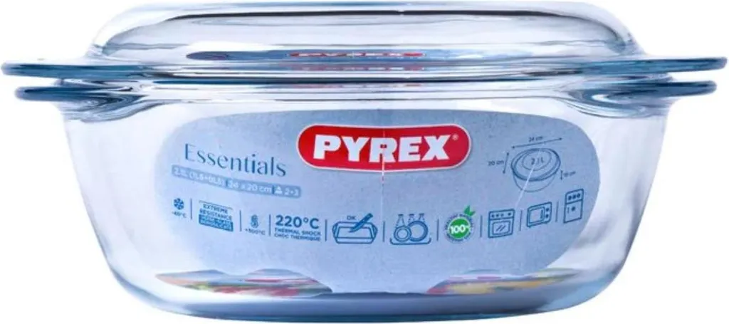 Plat à Four Pyrex Essentials Anti-Éclaboussures avec Couvercle 2,1L