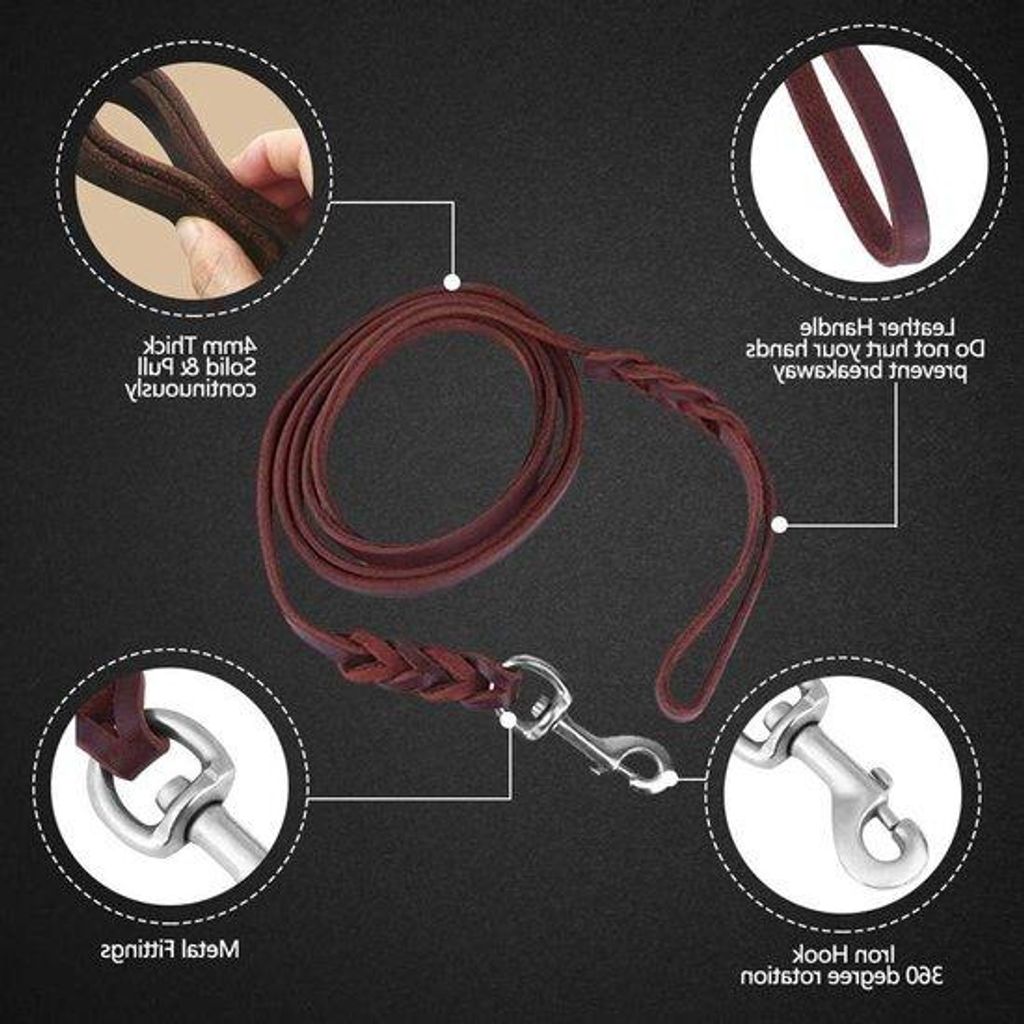 Hundeband geflochten braun Leder Hundetrainingseisen Wandeleinen für Haustiere für mittelgroße und große Hunde (12 m)