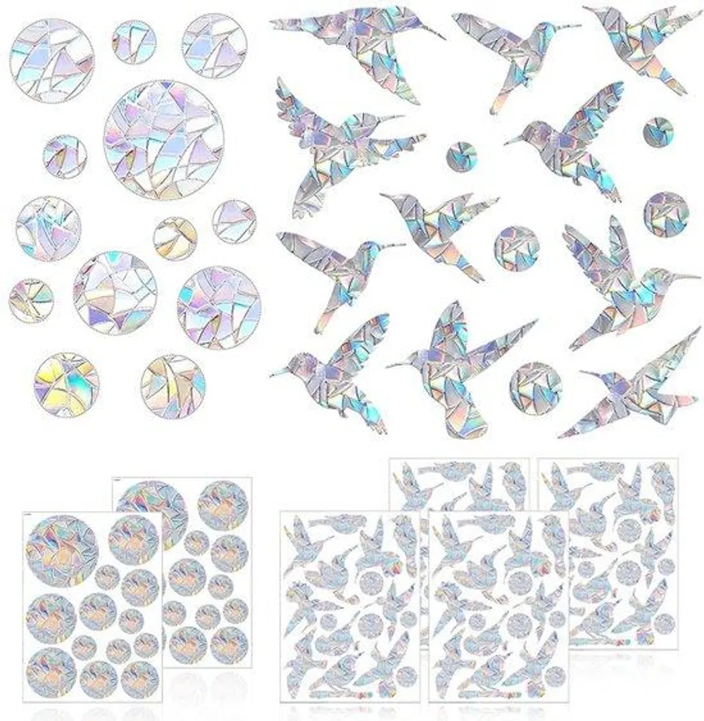 Stickers anti-collision oiseaux pour vitre avec effet arc-en-ciel