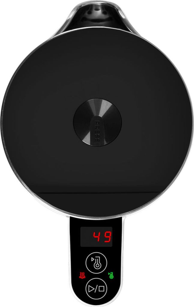 A top-down view of a kettle's base with a digital display.