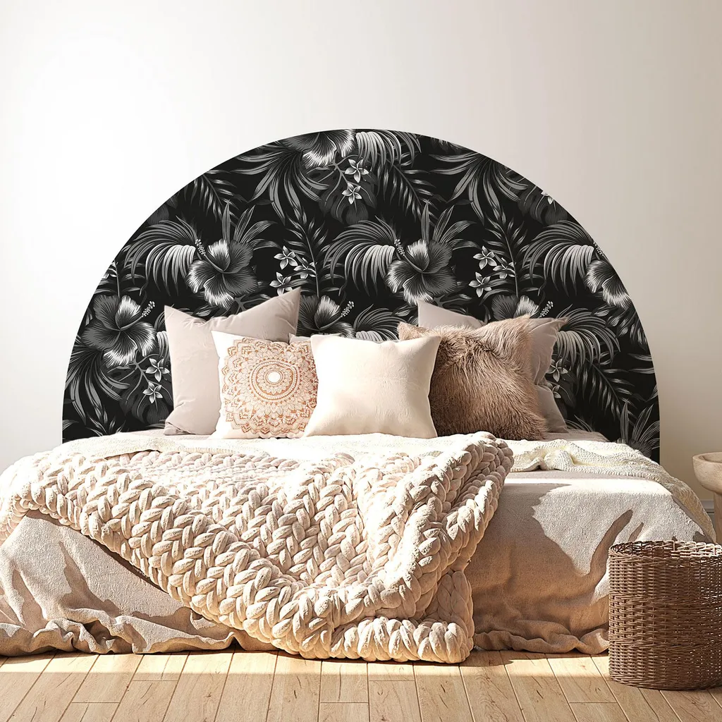 Décorer sa Chambre avec une Tête de Lit Sticker Fleurs Mat 200 x 130 cm