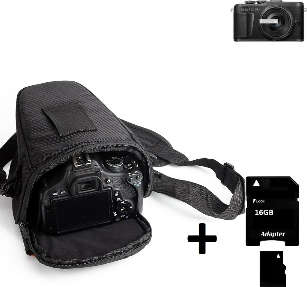 K-S-Trade Schultertasche kompatibel mit Olympus PEN E-PL10 Colt Kameratasche für Systemkameras DSLR DSLM SLR, Bridge etc., + 16GB Speicherkarte