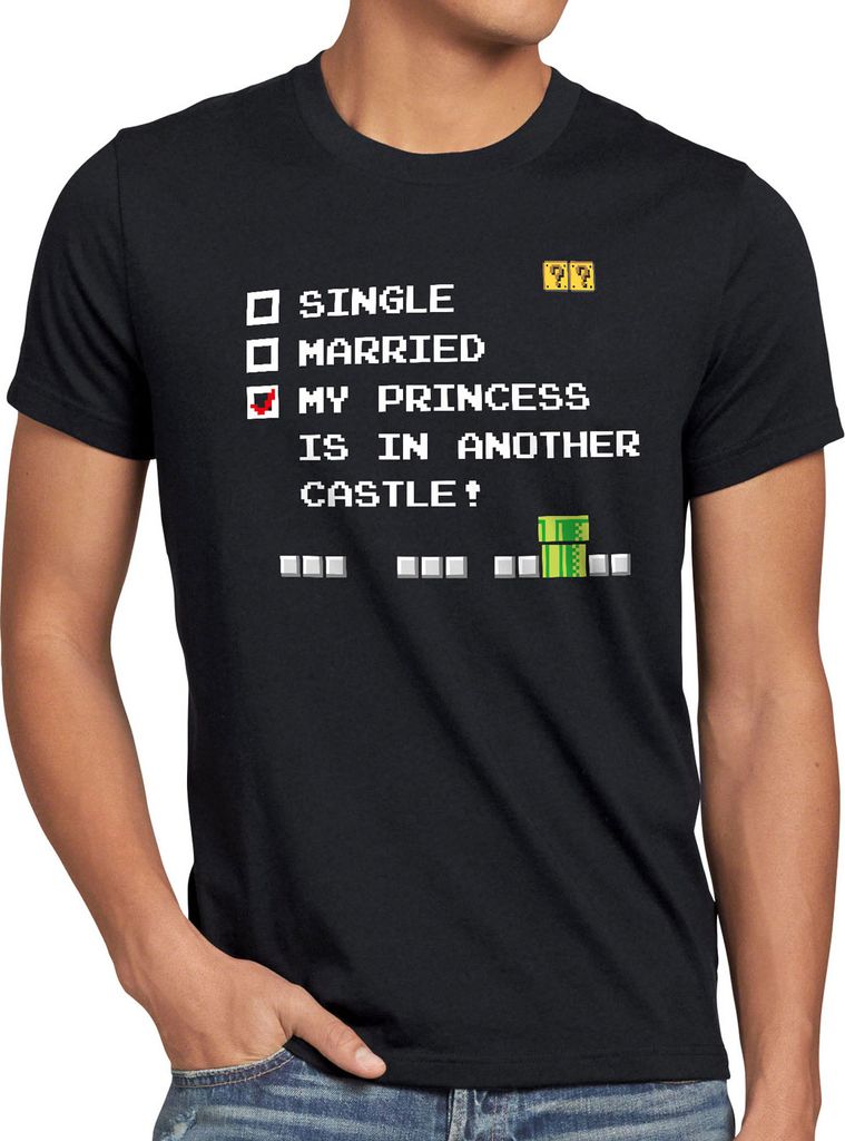 A.N.T. my princess is in another castle Herren T-Shirt single married pixel mario