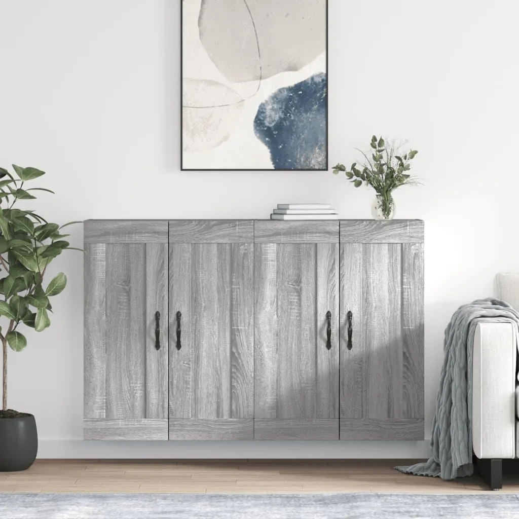 Set 2 Armadi a Muro Grigio Sonoma vidaXL | Mobili Pensili Salvaspazio