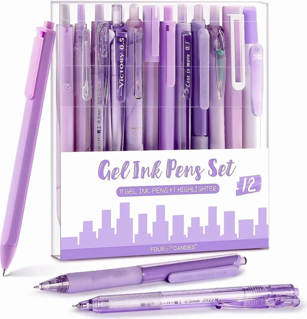Set Cancelleria Estetica: 11 Penne Gel Nere + Evidenziatori