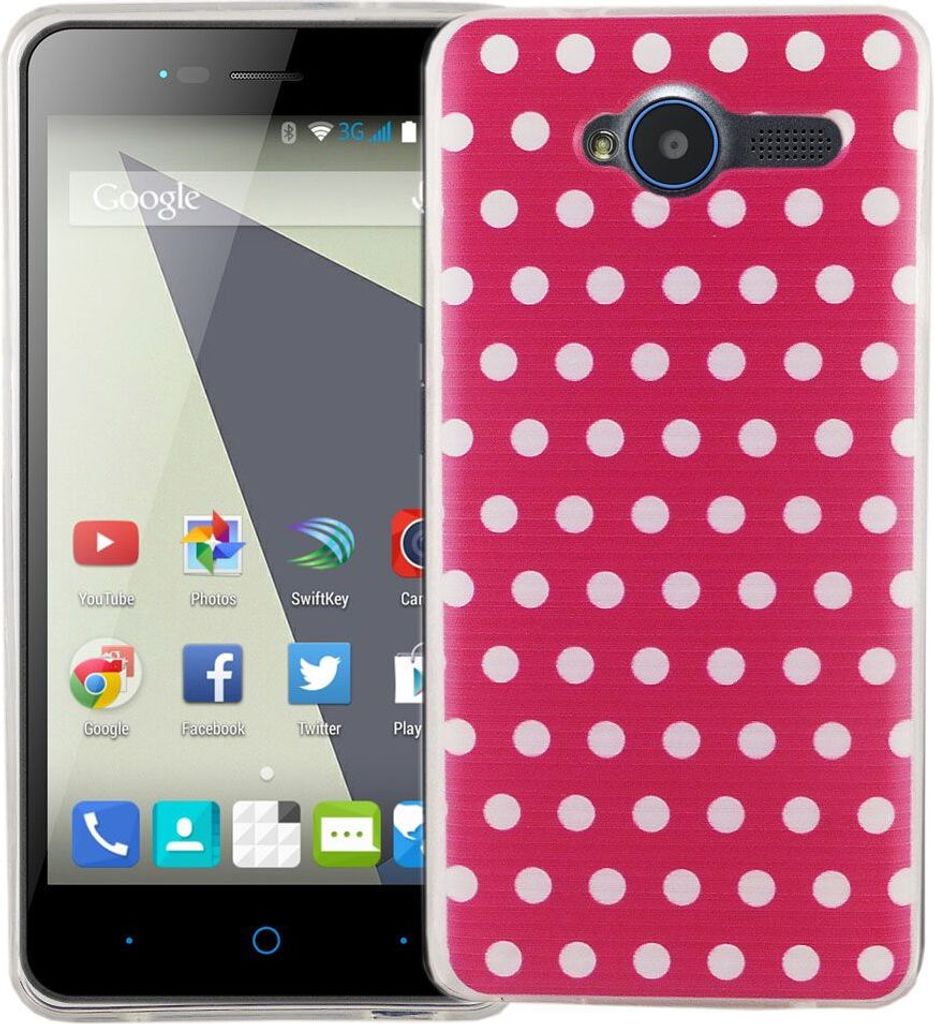 Handy Hülle für ZTE Blade L3 Cover Case Schutz Tasche Motiv Slim Silikon TPU Polka Dot Pink