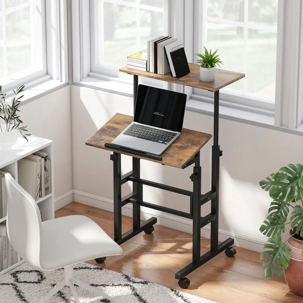 Bureau réglable contre le mal de dos - Table mobile rustique 60x60 cm - 2
