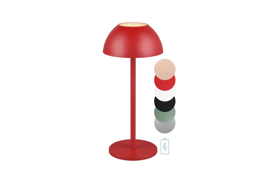 LED Akku Tischlampe, Tischleuchte, kabellos, dimmbar, 4-fach Touch, aufladbar, rot, IP54 Outdoor, lightling Robert