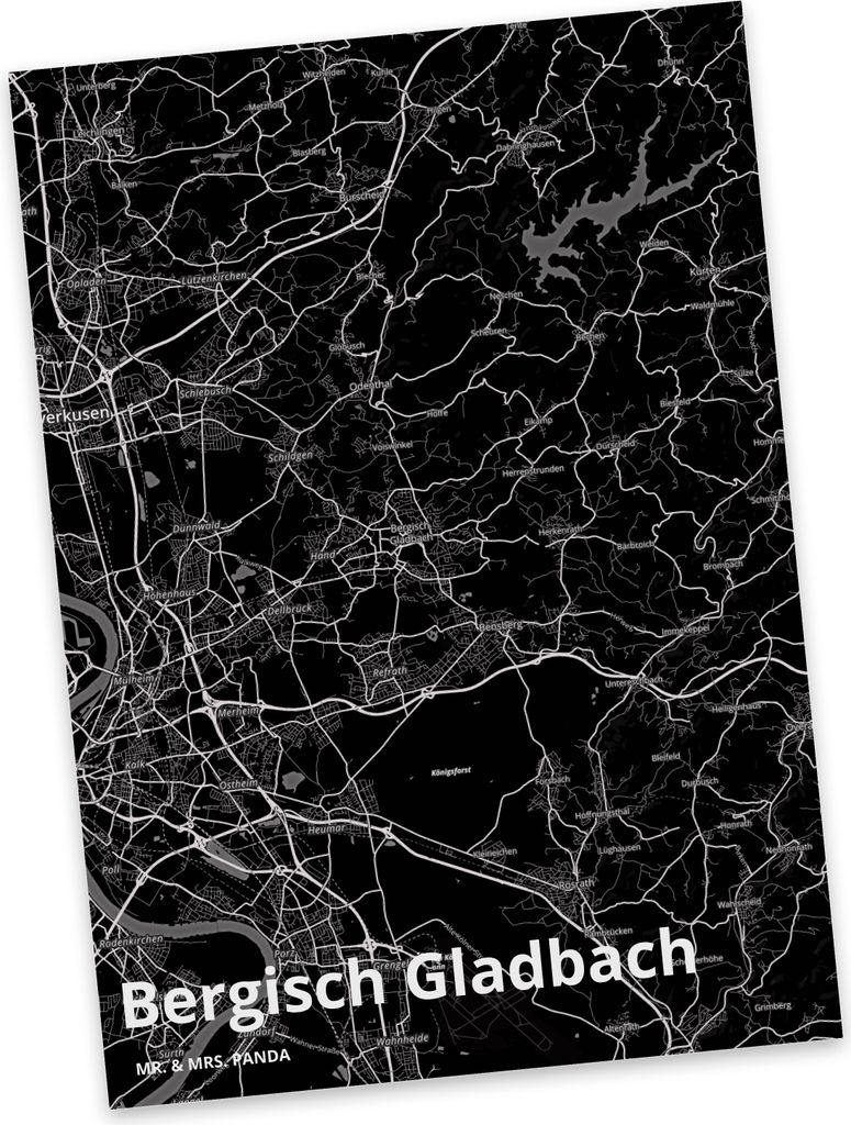 Mr. & Mrs. Panda Postkarte Bergisch Gladbach - Geschenk, Grußkarte, Stadt, Dorf Karte Landkarte Map Stadtplan, Postkarten, Ansichtskarten, Fotokar...