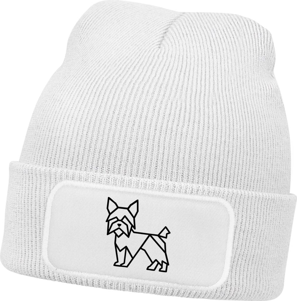Herren Beanie Wintermütze Hund Yorkshire Terrier Polygon Design Aufdruck lustig Geschenk Hundebesitzer Hundeliebhaber Moonworks