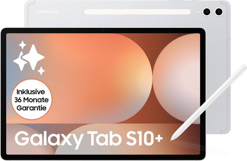 Samsung Galaxy Tab S10+ AI Tablet, Android 12GB RAM, 512GB Speicher, AMOLED Display, Antireflexionsbeschichtung, inkl. S Pen, WiFi, Platin Silber, 36