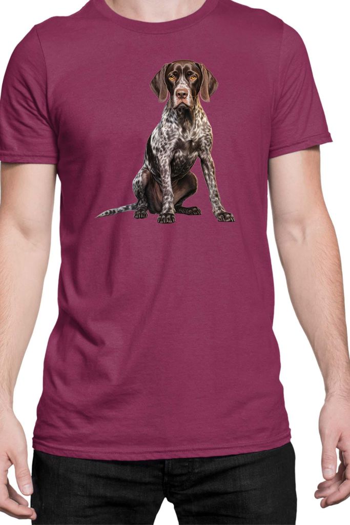 Herren T-Shirt Dogs Breeds German Shorthaired Pointer Dog Breed 007, Man L / Burgundy