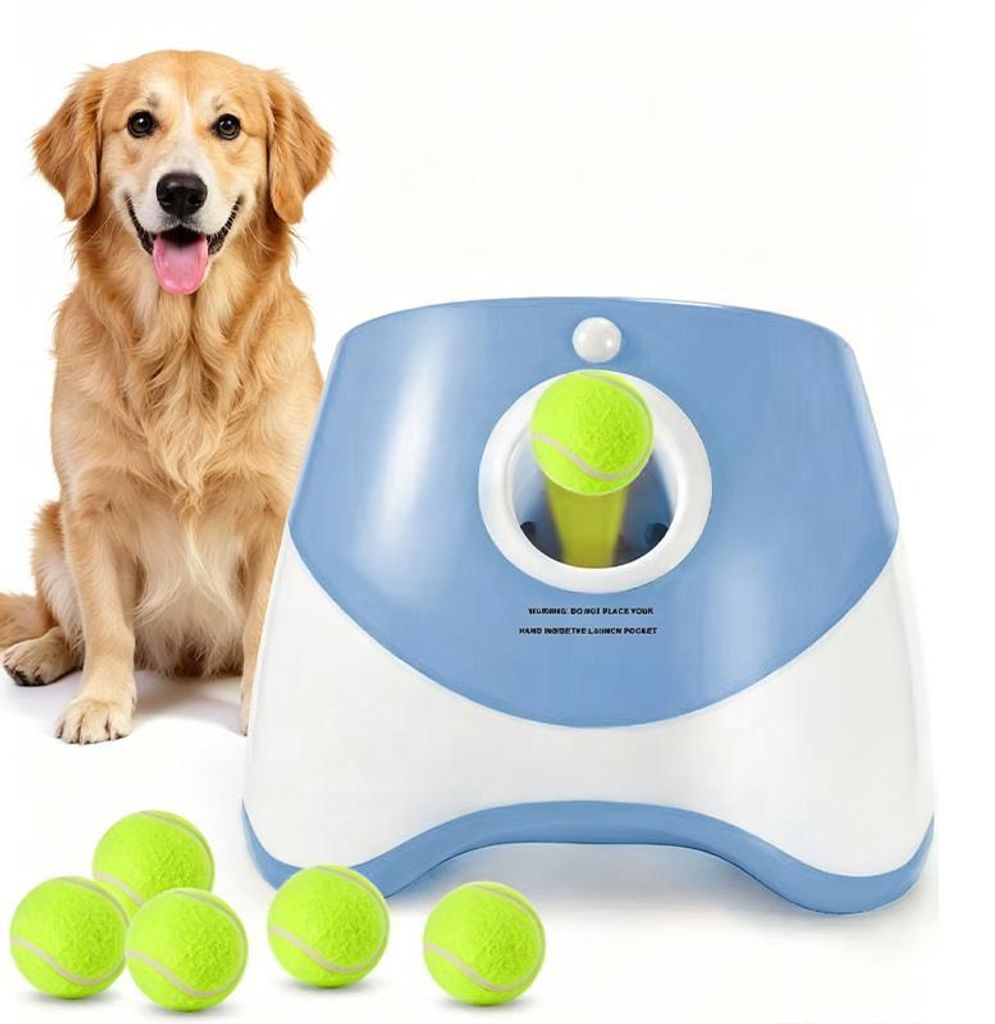 ZELURXX Automatischer Hunde Tennisball Werfer, Intelligente Hundespielzeug Ballwurfmaschine, Wurfgerät für Hunde, 9 Bälle, USB Akku, Indoor Outd...