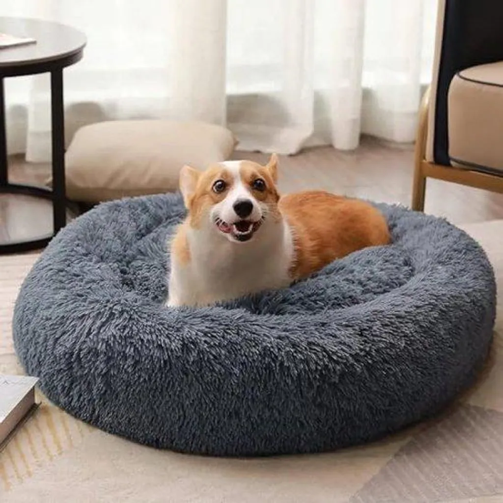 Coussin Chien Rond 70cm en Laine - Lit Apaisant pour Sommeil Profond