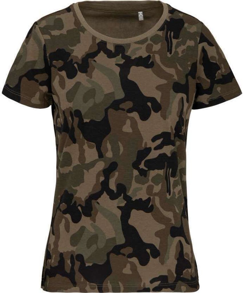 Kariban Damen Camouflage T-Shirt Armee Tarnfleck Camo Produktbild 