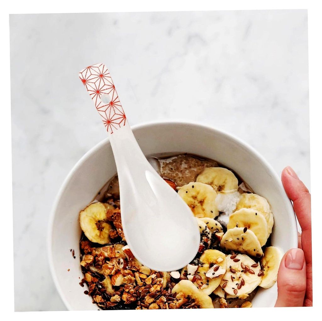 5 Stück Keramik Suppenlöffel Reislöffel mit individuellem Motiv Küchenaccessoires für das Portionieren von Suppe, Brei und mehr