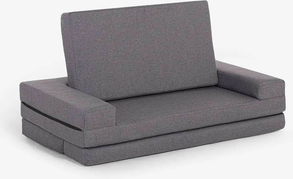 Banquette convertible 2 places en tissu gris foncé pliable Miranda
